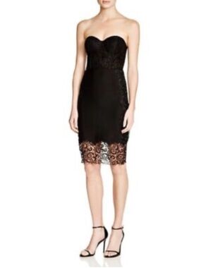 Guess straples Kaila lace mix contrast corset dress, black, XS NWT